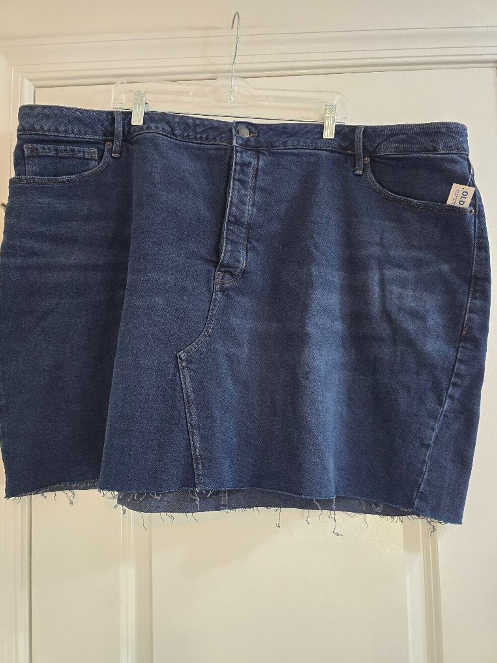 Old Navy High-Waisted Button-Fly Cut-Off Mini Jean Skirt - Dark Wash Fae - NWT